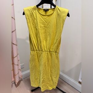 Express padded shoulders lime dress | size XS